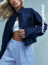 MISSGUIDED Satin Crop Shirt Blouse With Pocket Detail